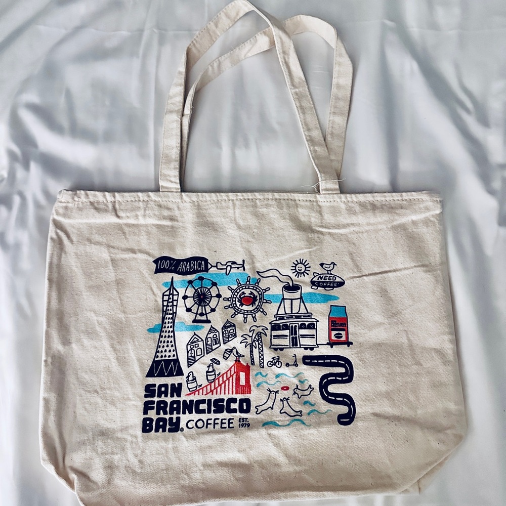 San Francisco Bay coffee tote bag, with interior zipper